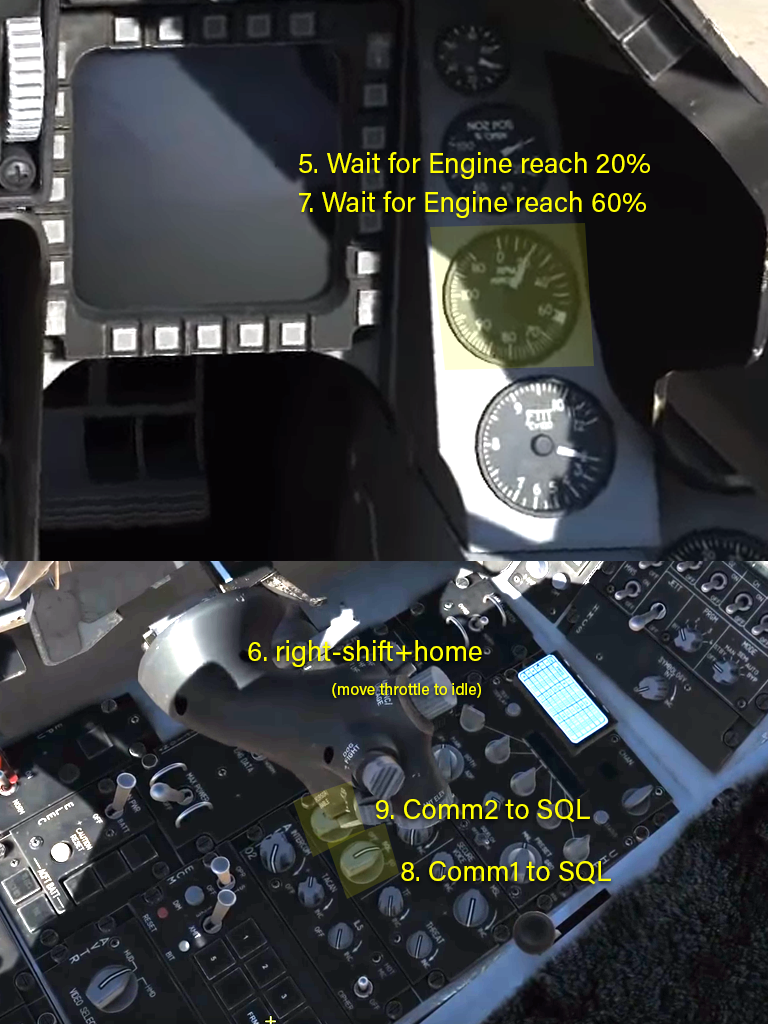 F16 Fast Cold Startup Kneeboard with Screenshots